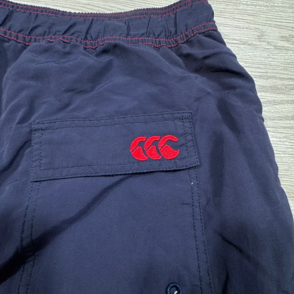 Canterbury Men's Swim Shorts Color Block Navy Red 2XL Mesh Lined Drawstring Logo